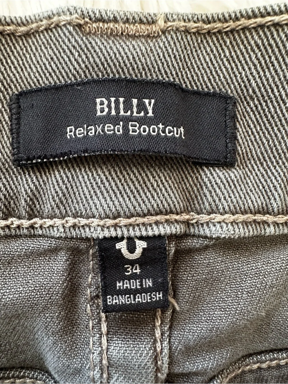True Religion Billy Relaxed Bootcut Jeans Gray Wash Size 34 Men’s